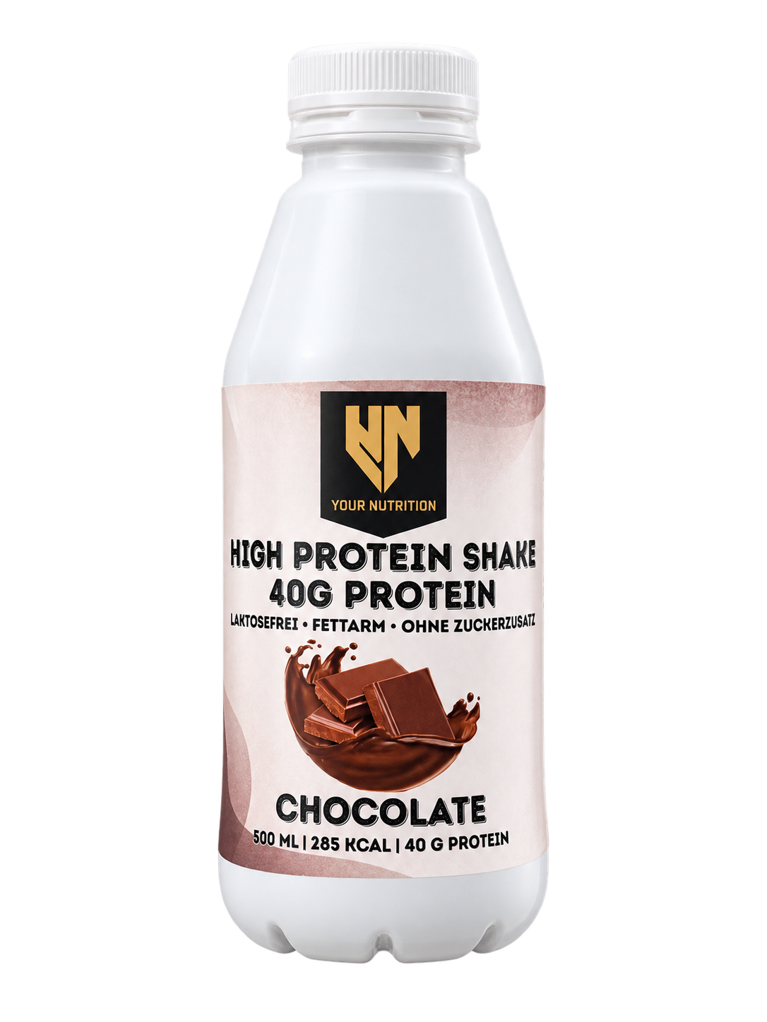 White 500 ml Your Nutrition High Protein Shake Chocolate bottle