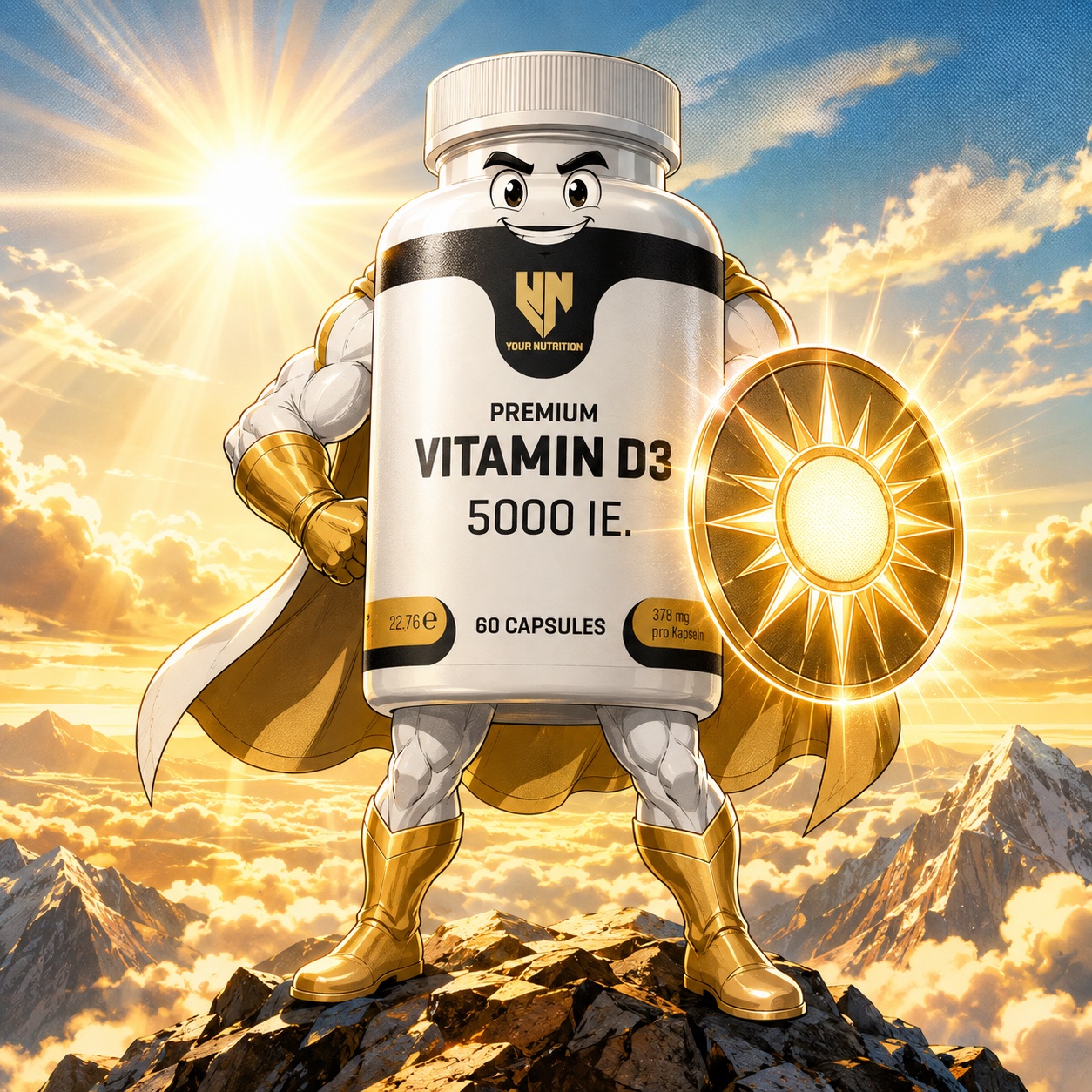 Premium Vitamin D3 als kraftvolles Your-Nutrition-Hero-Motiv